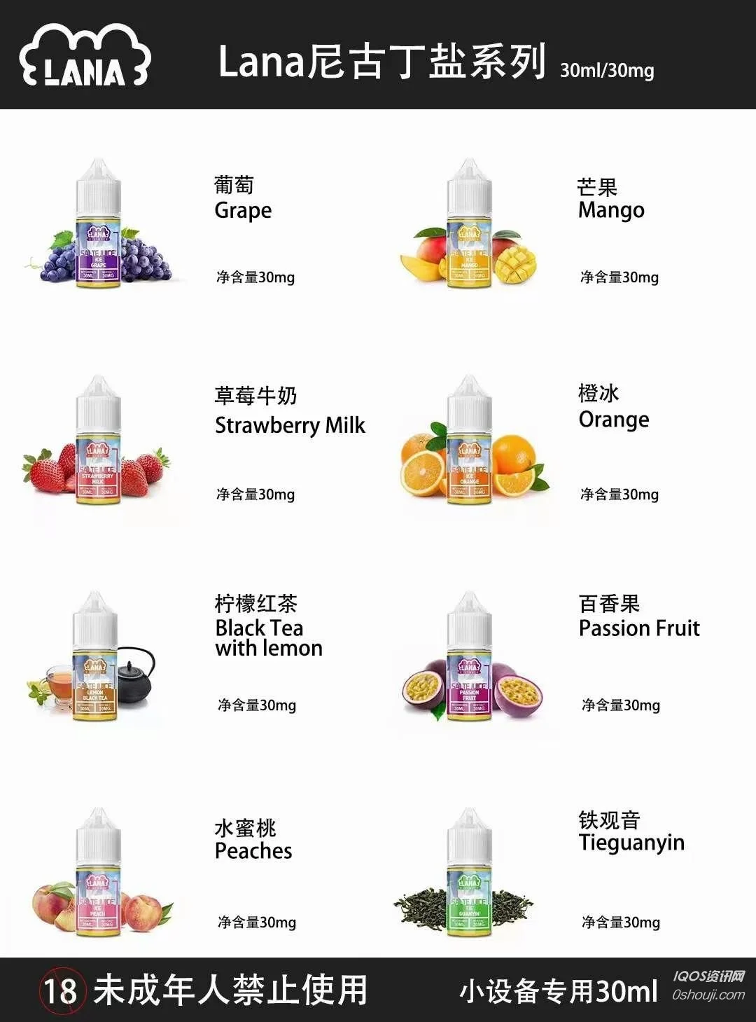 LANA 尼古丁鹽系列煙油口味清單與熱銷熱度排行表