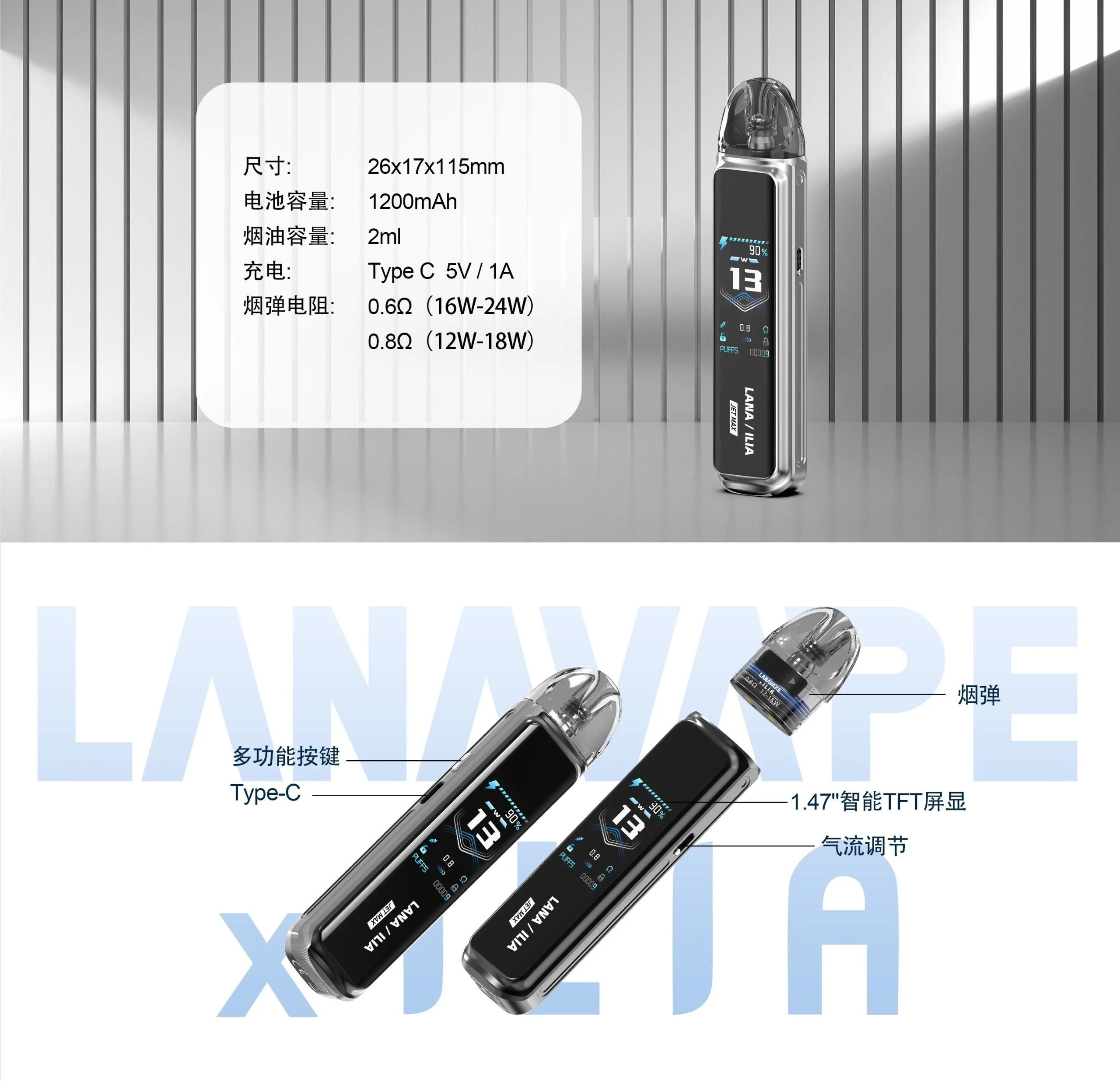 LANA JET MAX 30W 側注油主機套裝:1.47吋大螢幕 · 台灣現貨